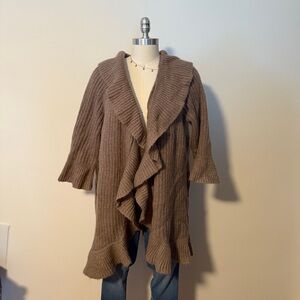 Old Navy Tan Sparkle Ruffle Hem Thick Cardigan